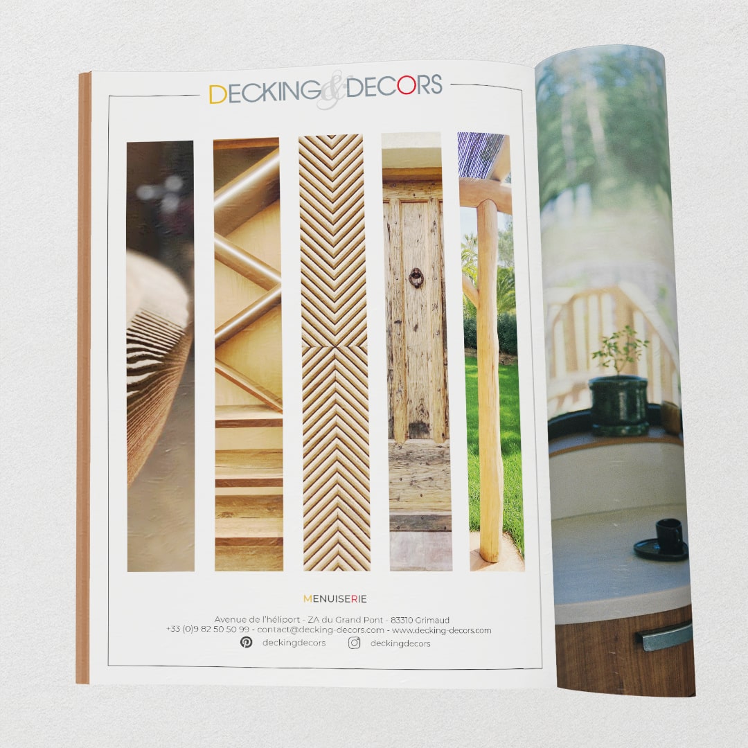 Mockup publication de magazine pour Decking & Décors réalisé par Emmanuel UGO Agence de communication