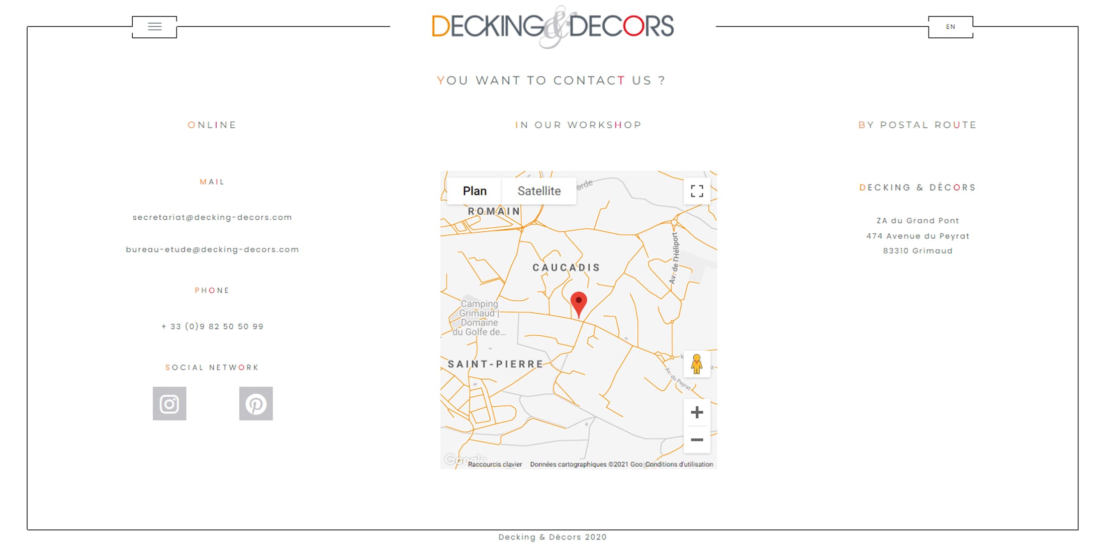 Site internet sur mesure pour Decking & Décors par Emmanuel UGO Agence de communication