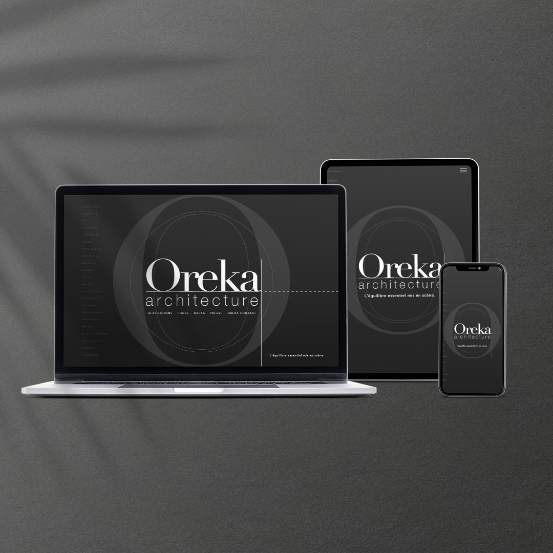 Mockup Site internet Oreka Architecture par Emmanuel UGO Agence de communication